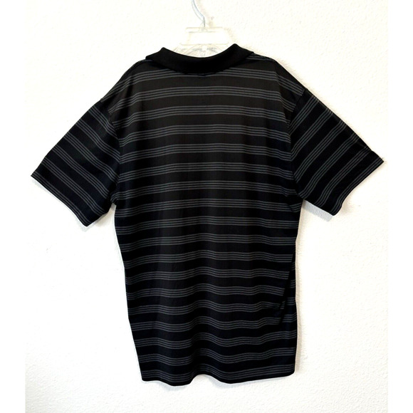 Nike Golf Dri FIT Striped Polo Shirt Black Gray Logo Men's XL Sportwear - Picture 2 of 5